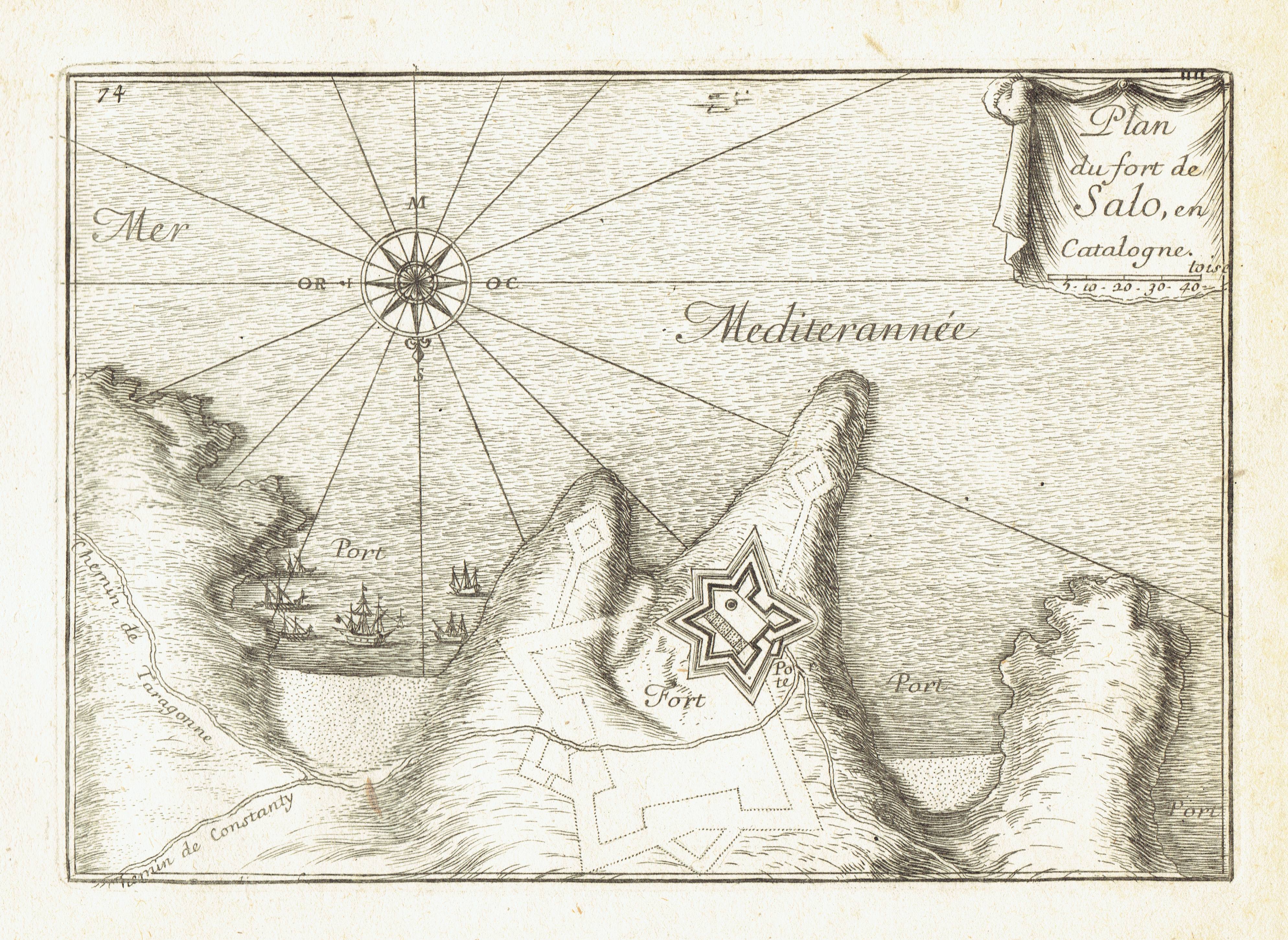 Fortaleza de Salou. Gravado de S.P. de Beaulieu, copia de 1680. Archivo Municipal de Salou