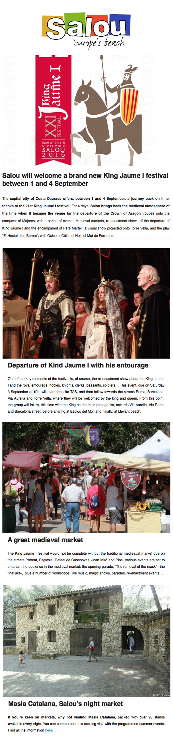 Salou will welcome a brand new King Jaume I festival between 1 and 4 September